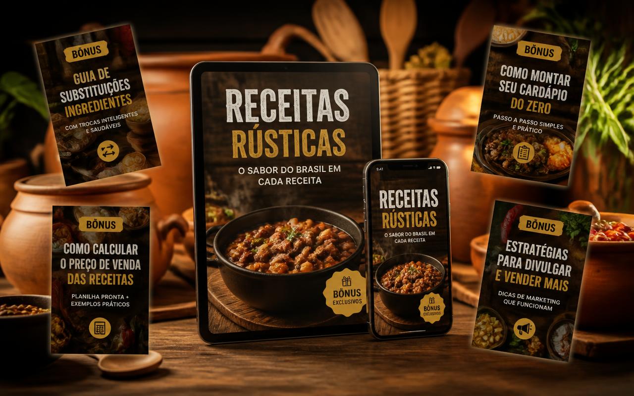 Acervo completo aberto no tablet e no celular com os quatro bônus